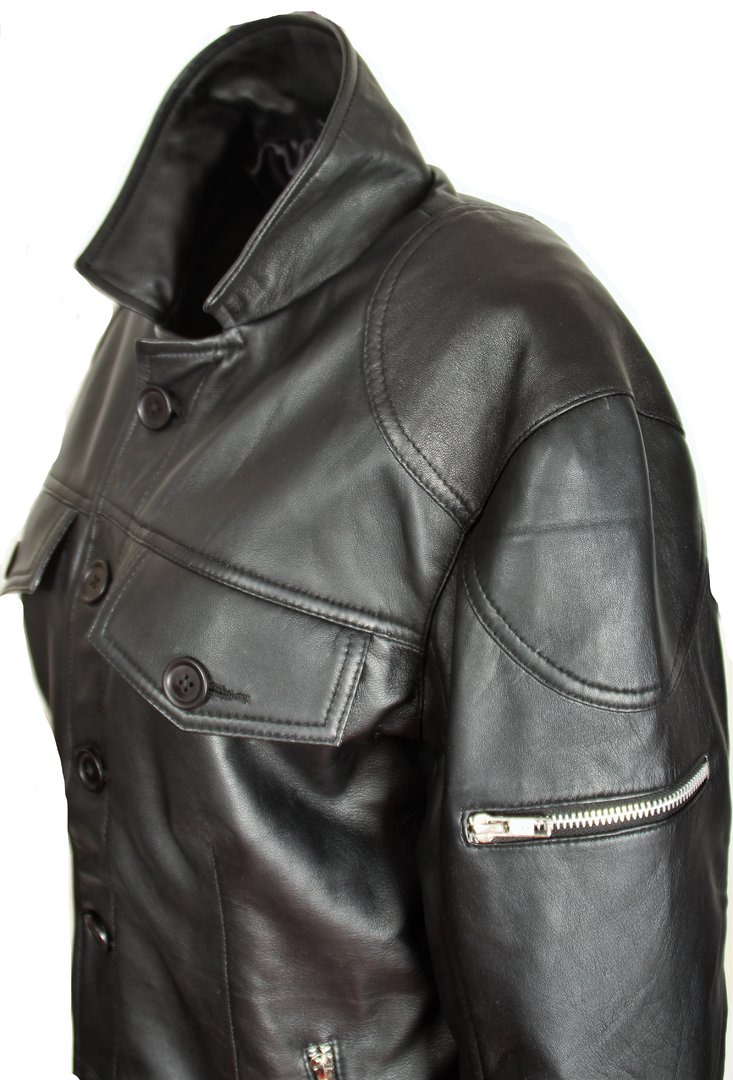 Lederhemd Lederjacke aus ECHT Leder in schwarz