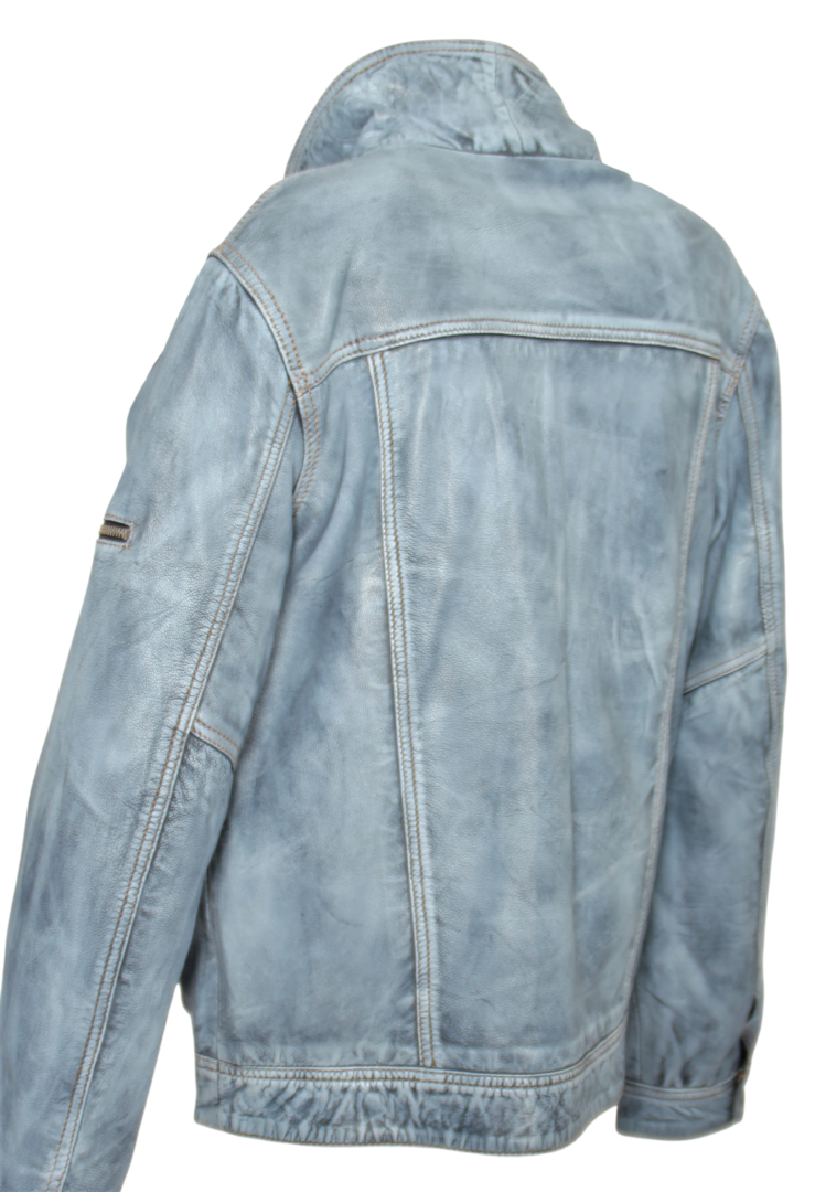 Leather Jacket in Denim Style genuine leather in an USED LOOK