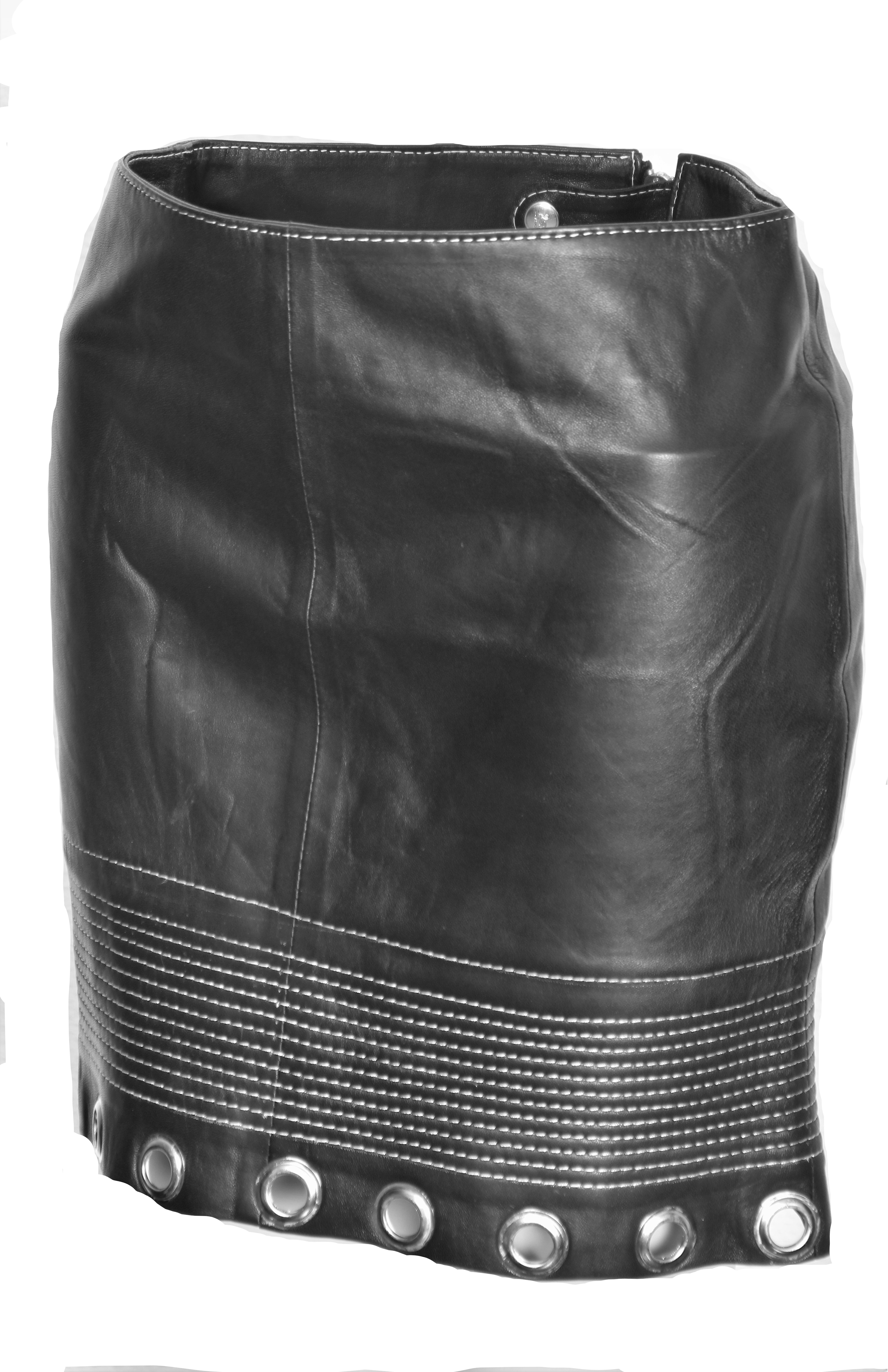 Lederrock aus ECHT-Leder coole schwarz mit Nieten