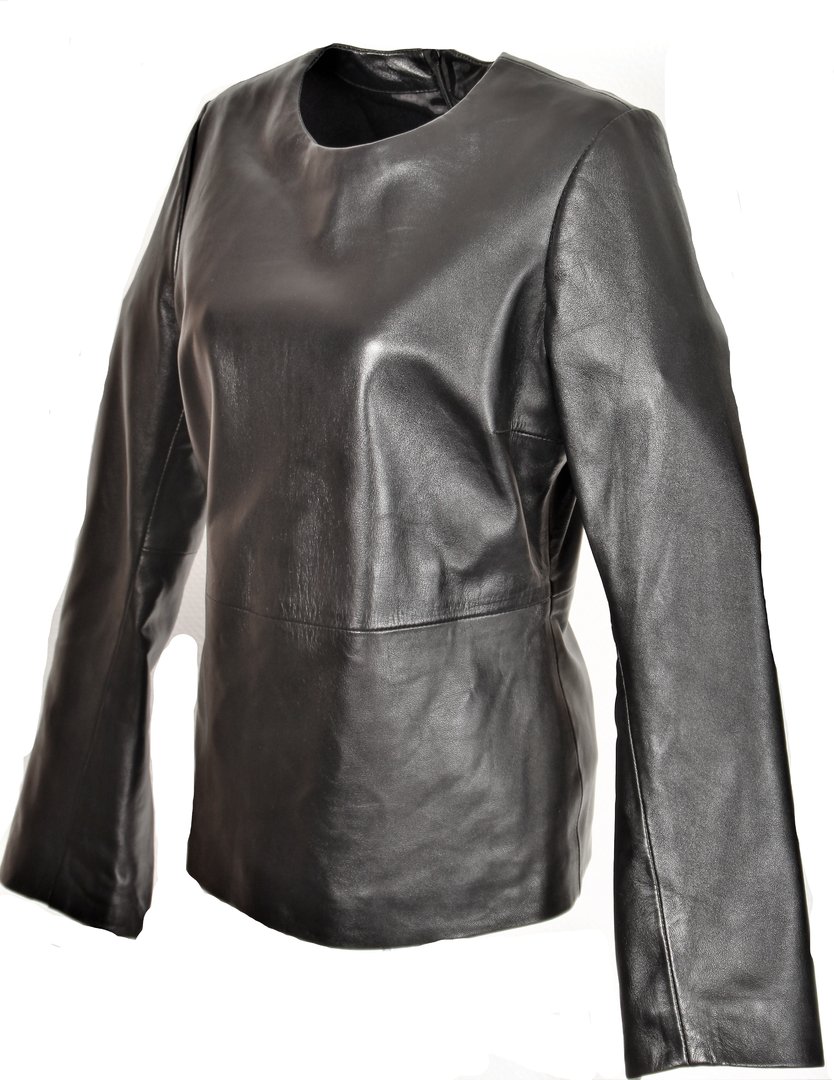 Leather Shirt / Sweater Made of GENUINE Leather in Black