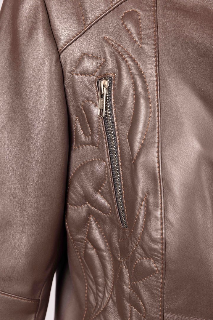 Elegant Leather Jacket GENUINE LEATHER Design Sylt- brown