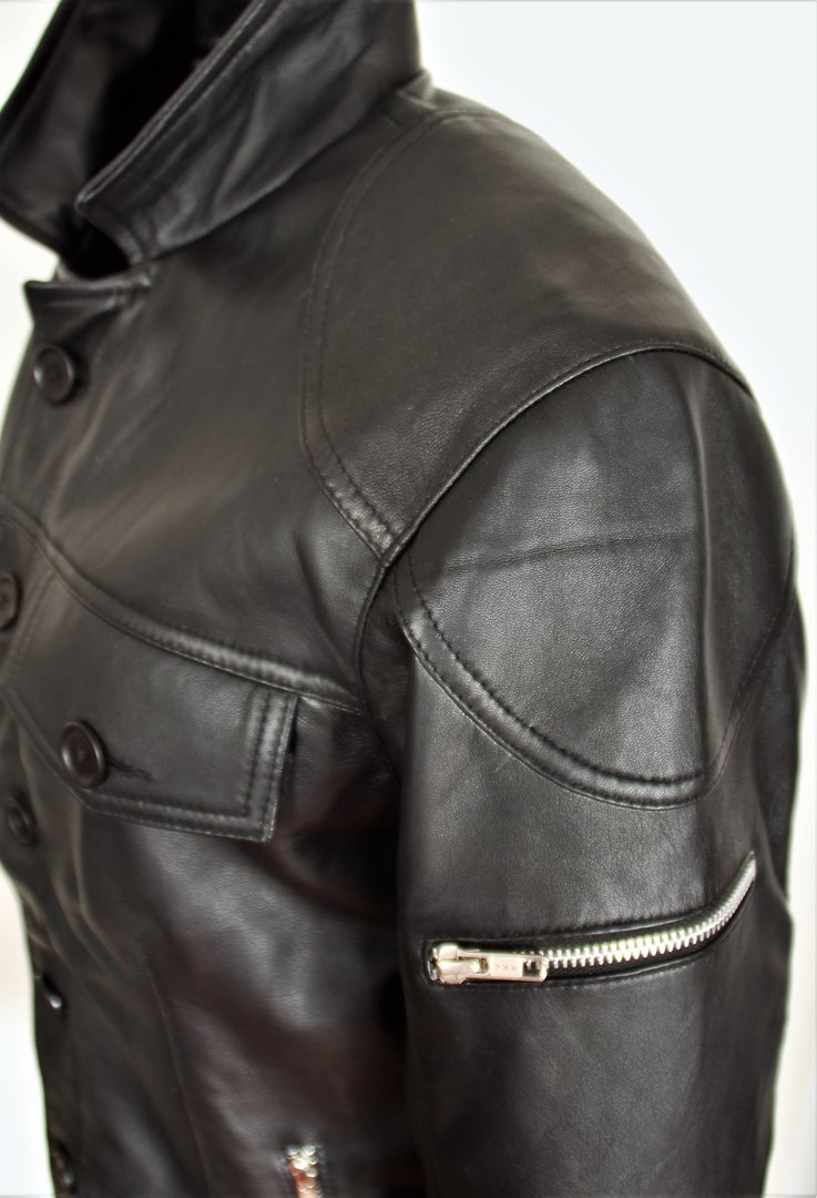 Lederen shirt lederen jas gemaakt van ECHT leer in zwart