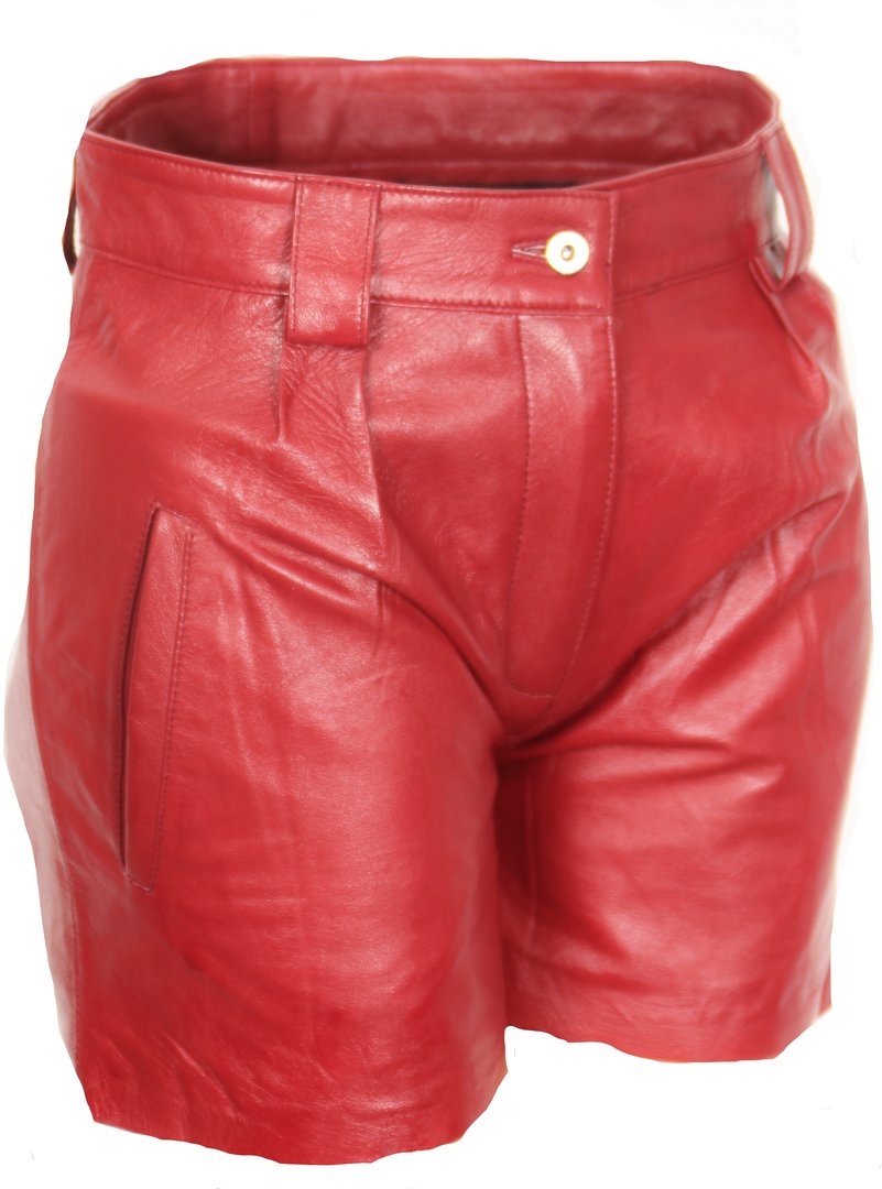 Pantalones cortos de cuero - Hot Pants - de cuero genuino en estilo ELEGANTE en rojo