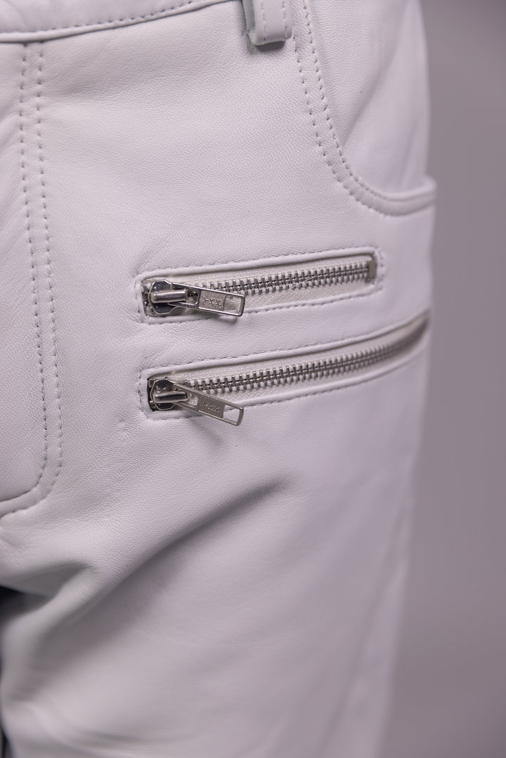 Lederhose als Leder Designer Jeans in ECHT-Leder in weiß