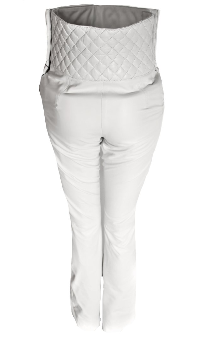 Leren broek gemaakt van ECHT leer -hoge taille- in wit