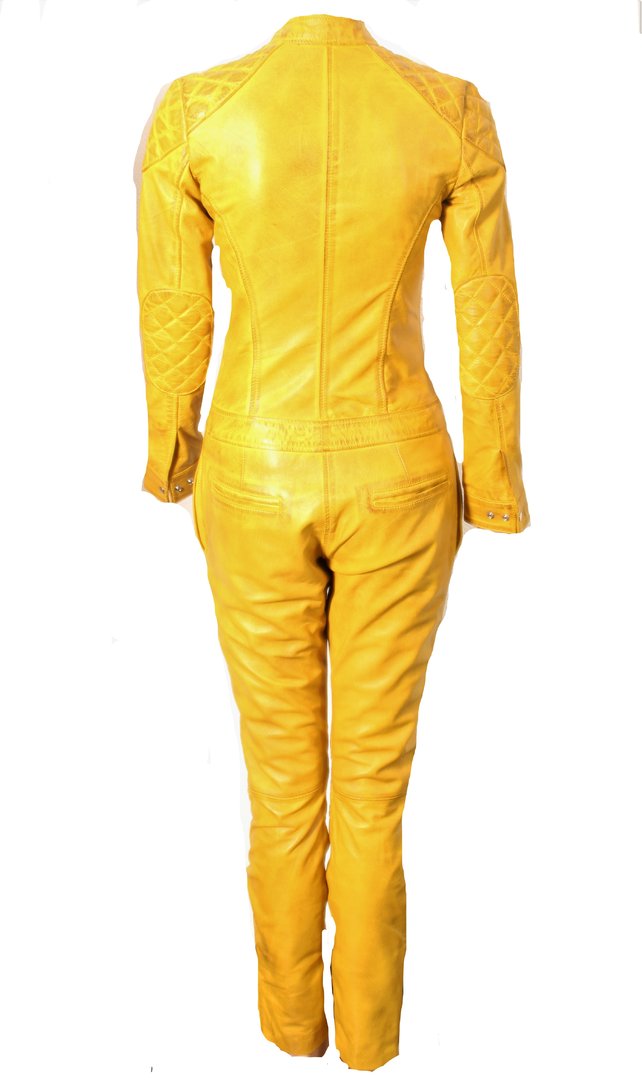 Jumpsuit Catsuit ECHTLEDER - USED LOOK - in gelb