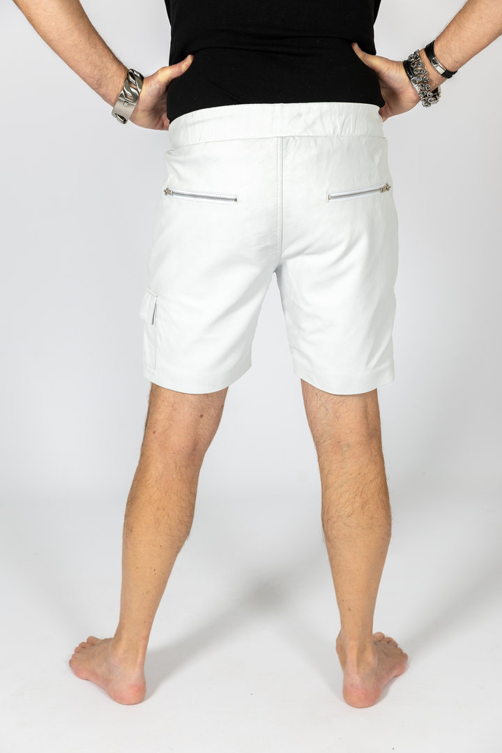 Leder-Shorts Cargohose aus weichem ECHT-Leder in weiß
