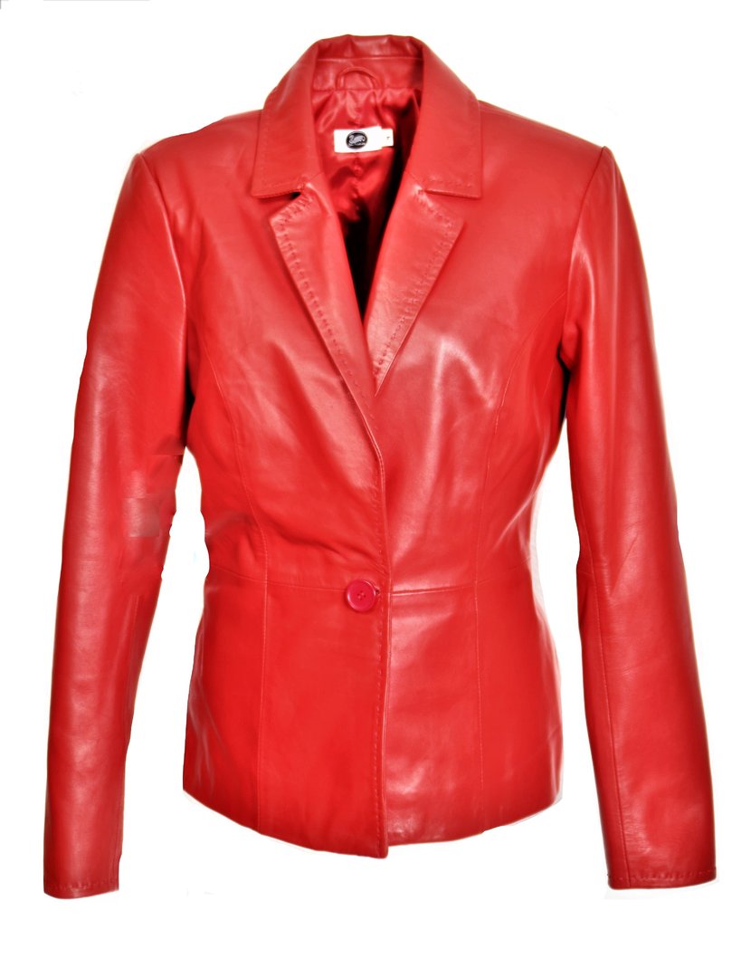 Leather Blazer in the BE NOBLE Business Style - Red