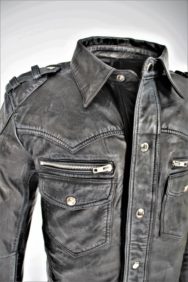 Leather blouse leather jacket in used look made of GENUINE leather
