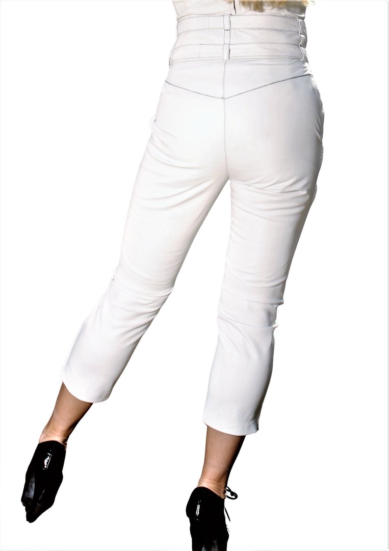 Leather trouser in GENUINE LEATHER - High waist Designer Trouser
