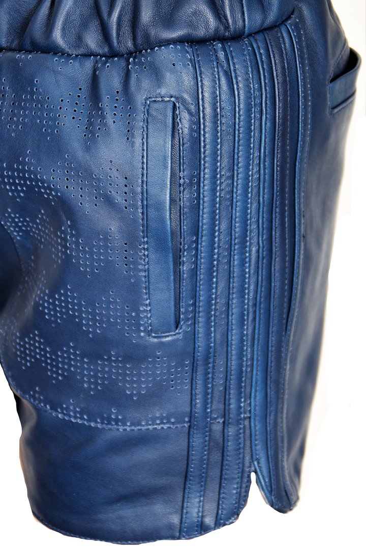 Leder-Shorts Sporthose aus ECHT-Leder blau