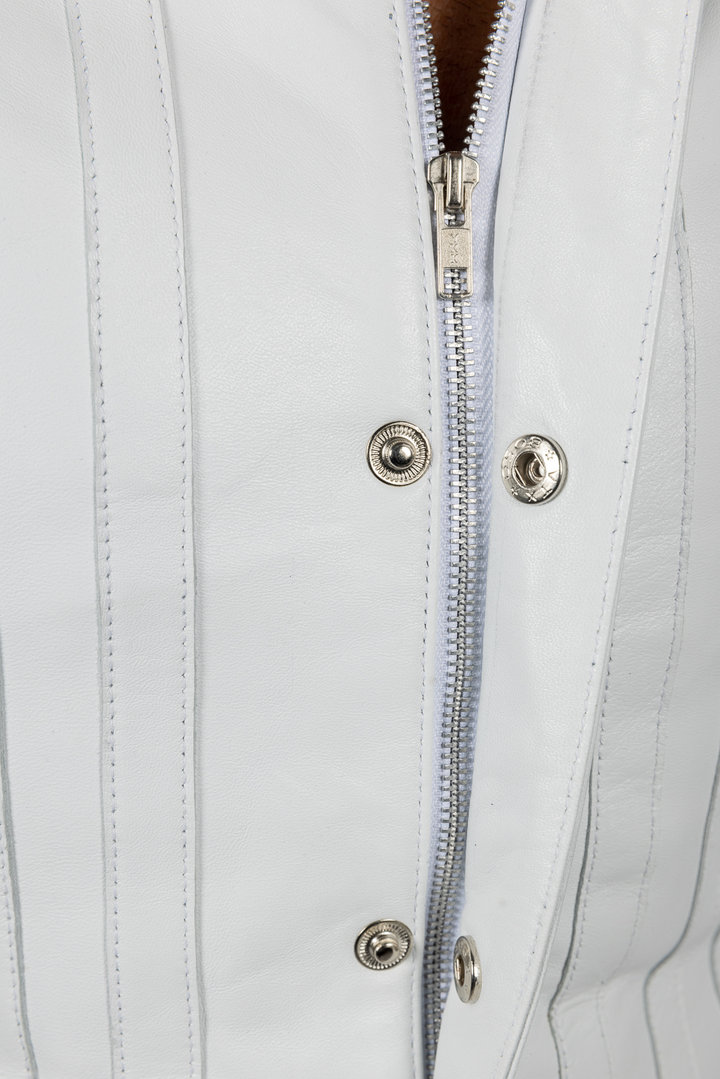 GENUINE Leather Blouse Leather Jacket in white