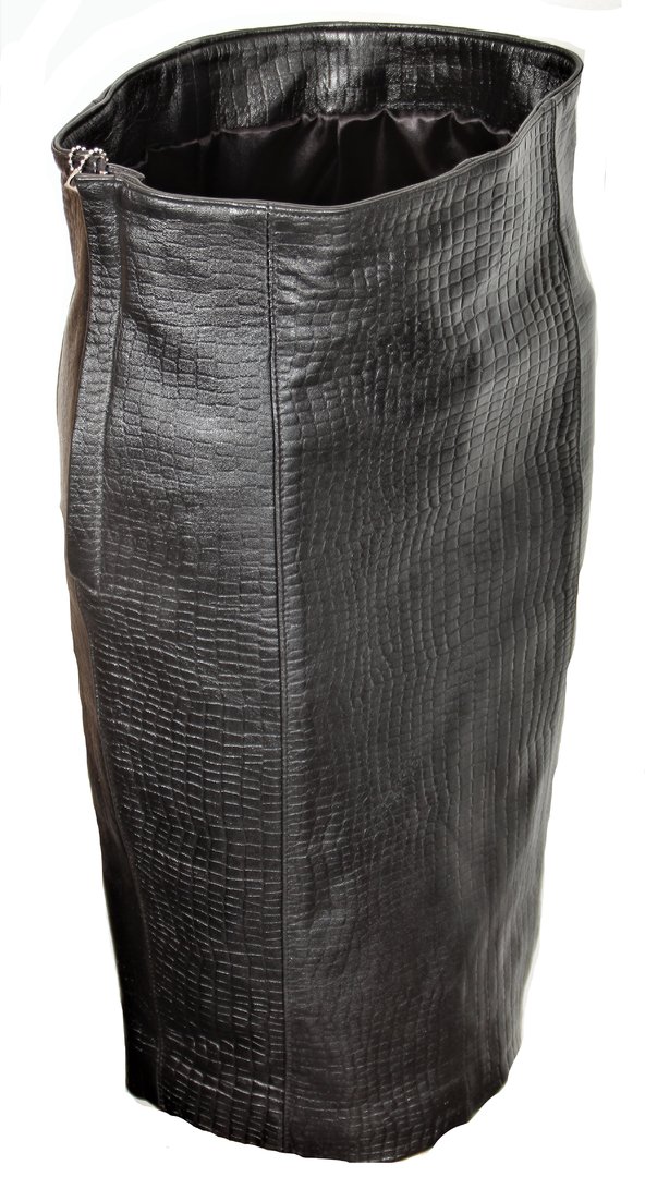 Leather Pencil Skirt in Genuine Leather Crocodile Style