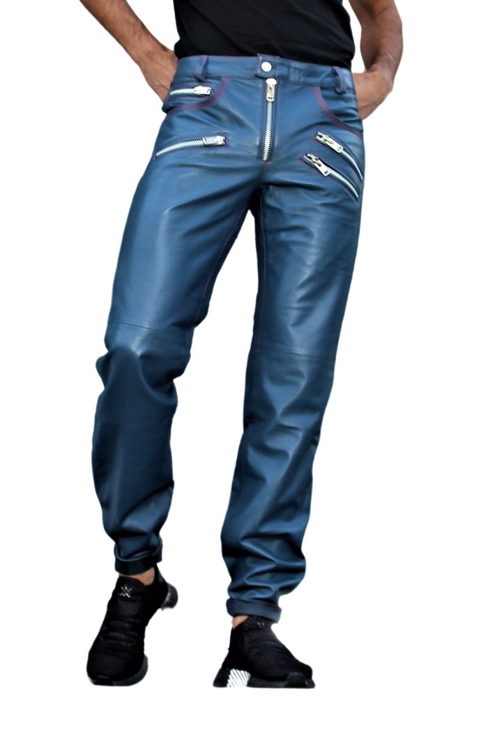 Lederhose aus ECHTLEDER  in blau für Männer