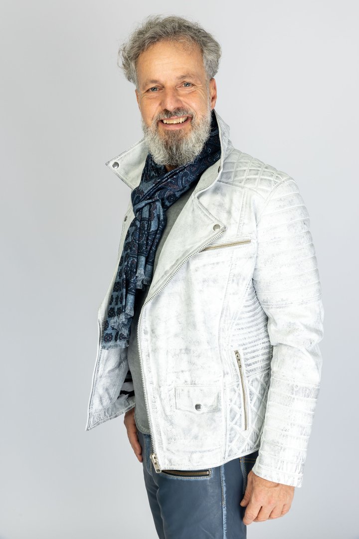 Lederjacke aus ECHT-Leder USED LOOK weiß für Männer