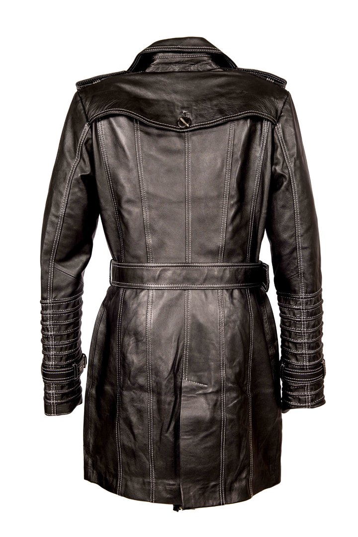 Trench Coat GENUINE LEATHER Coat in black