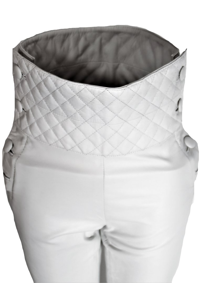Leather Trouser in GENUINE Leather - High Waist - in white