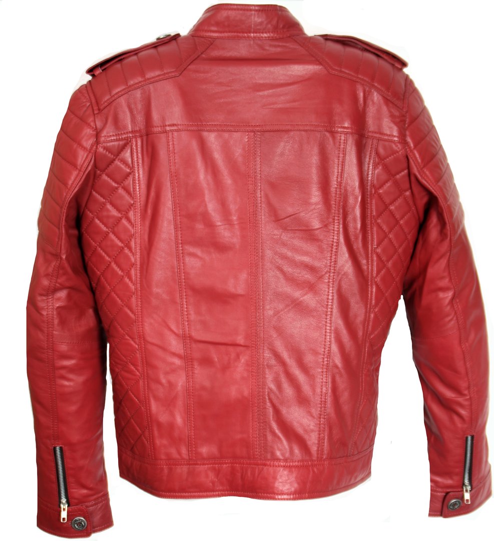 Biker-Jacke Lederjacke ECHT-Leder in ROT für Männer