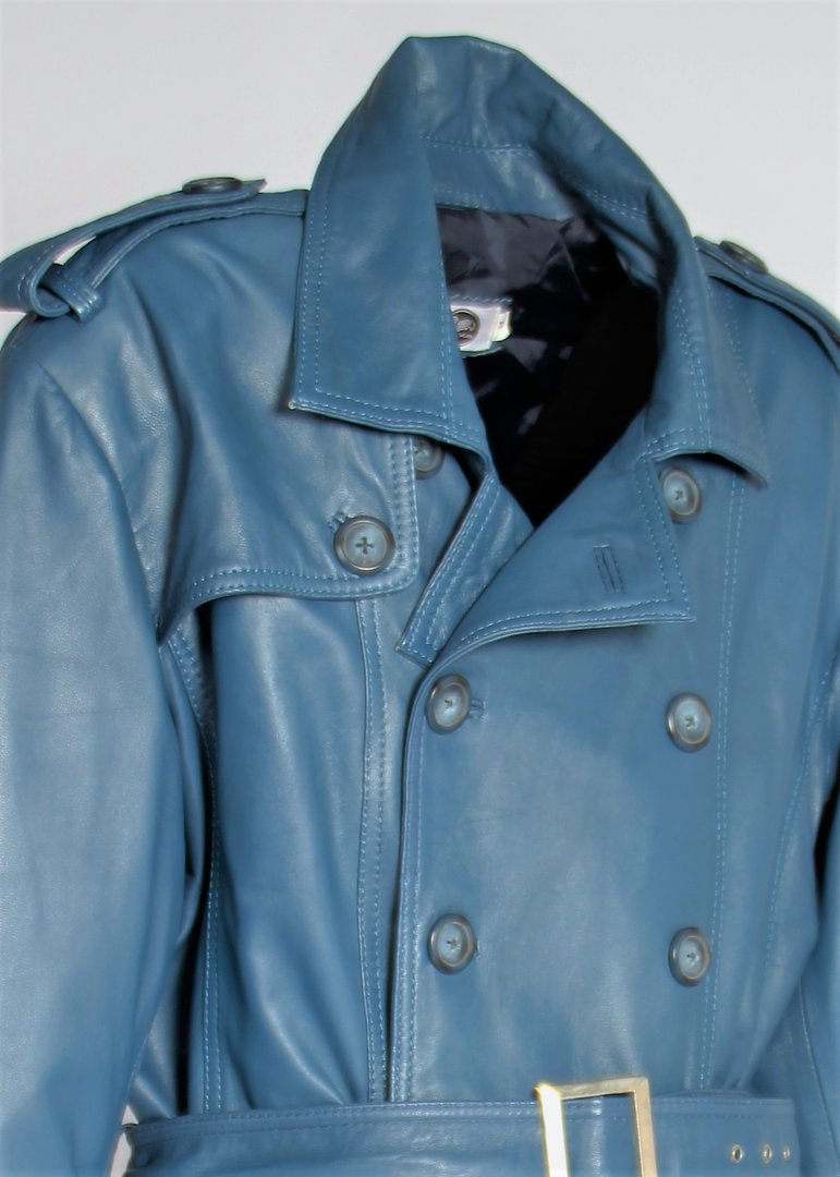 Trench en vrai bleu manteau de cuir pour les hommes