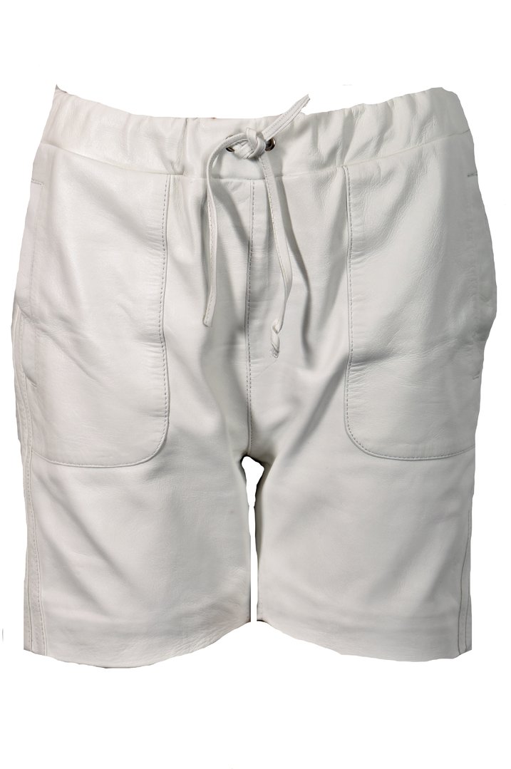 Leder-Short Sporthose aus weichem ECHT-Leder in weiß