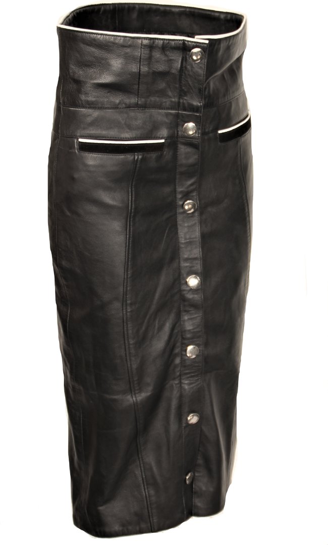 Leather Skirt as MIDI - HIGH WAIST skirt in GENUINE Leather