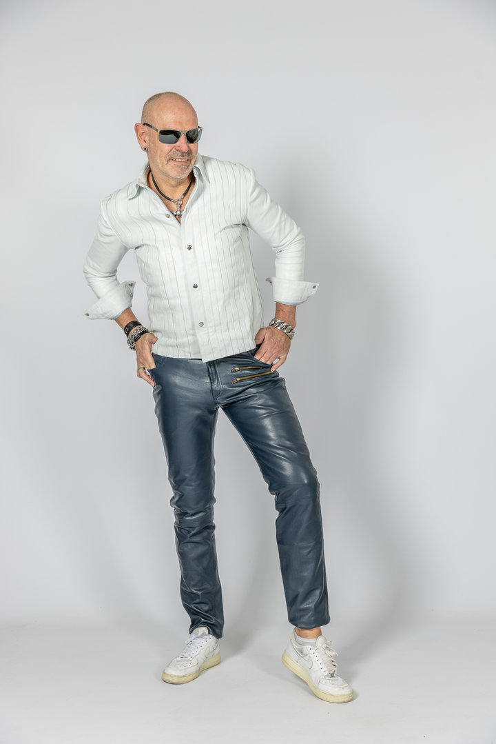 Lederhose im Jeans Style in Echtleder blau