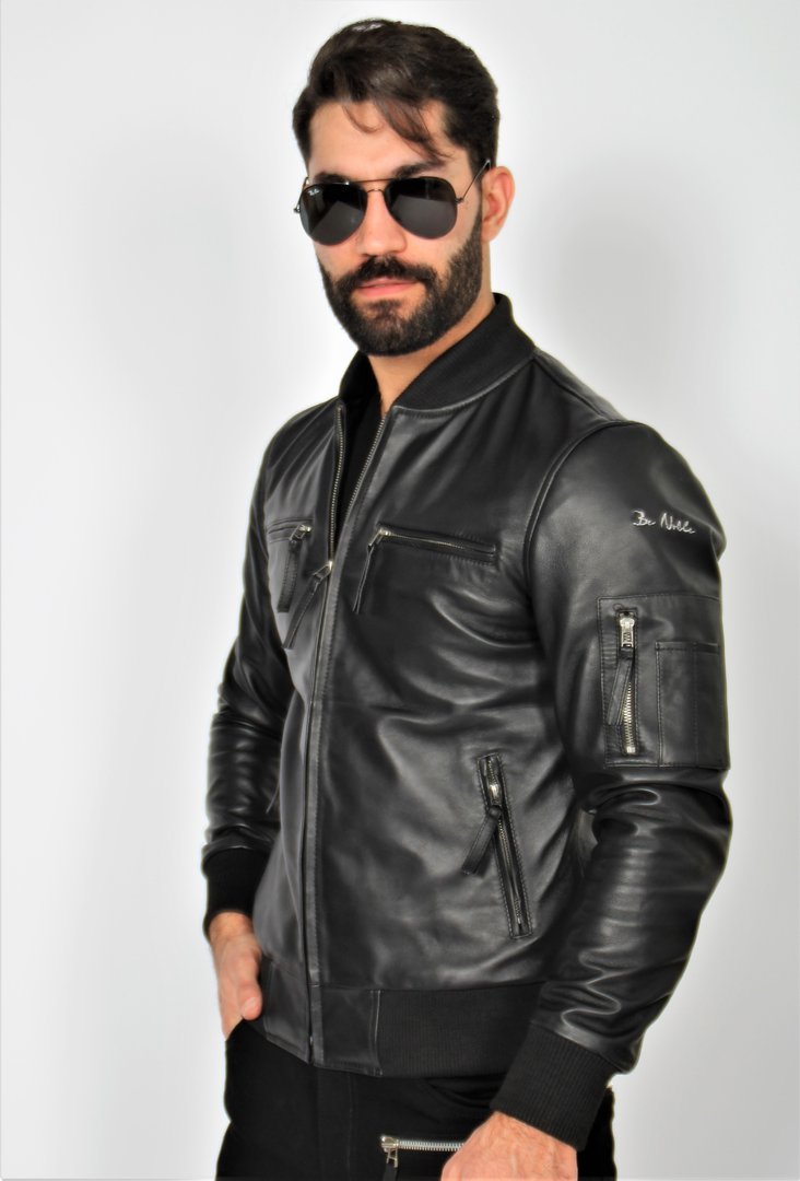 Leather Jacket Blouson Bomber Jacket in Leather
