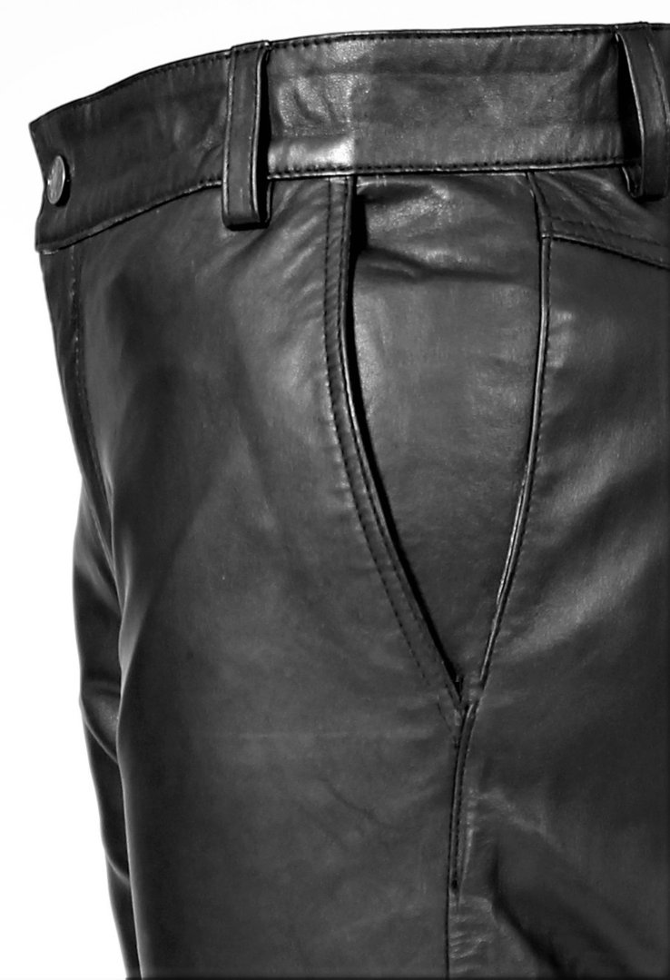 Chino pants as noble - real leather pants black