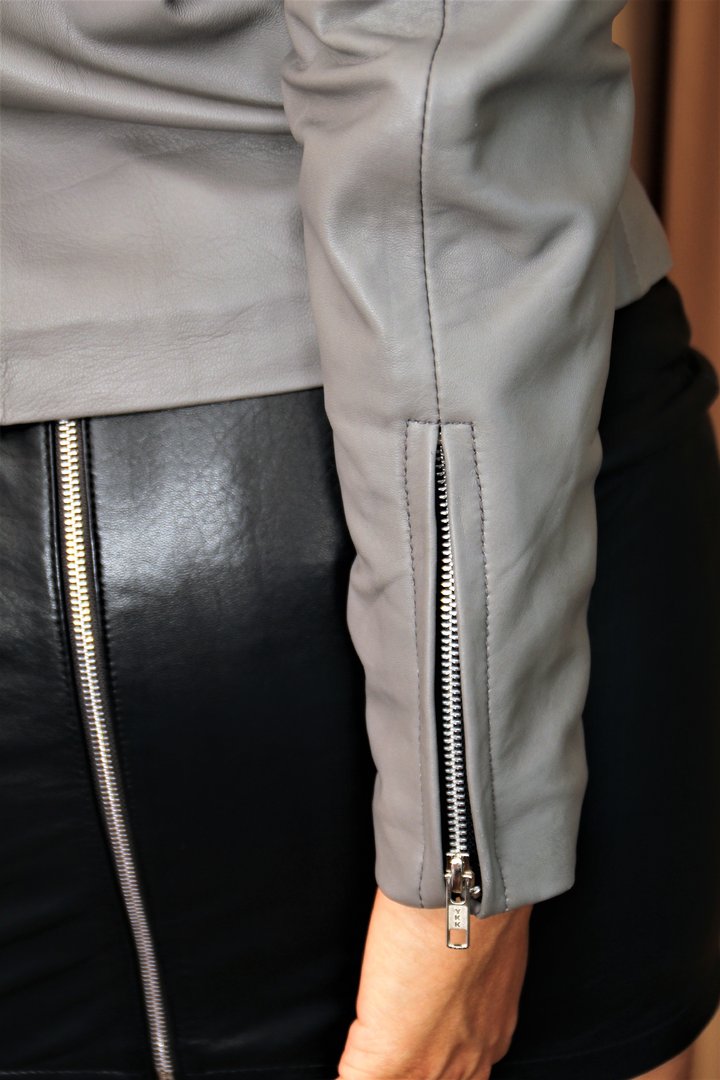 Ledershirt Leder-Pullover Ledertop in ECHT LEDER in grau