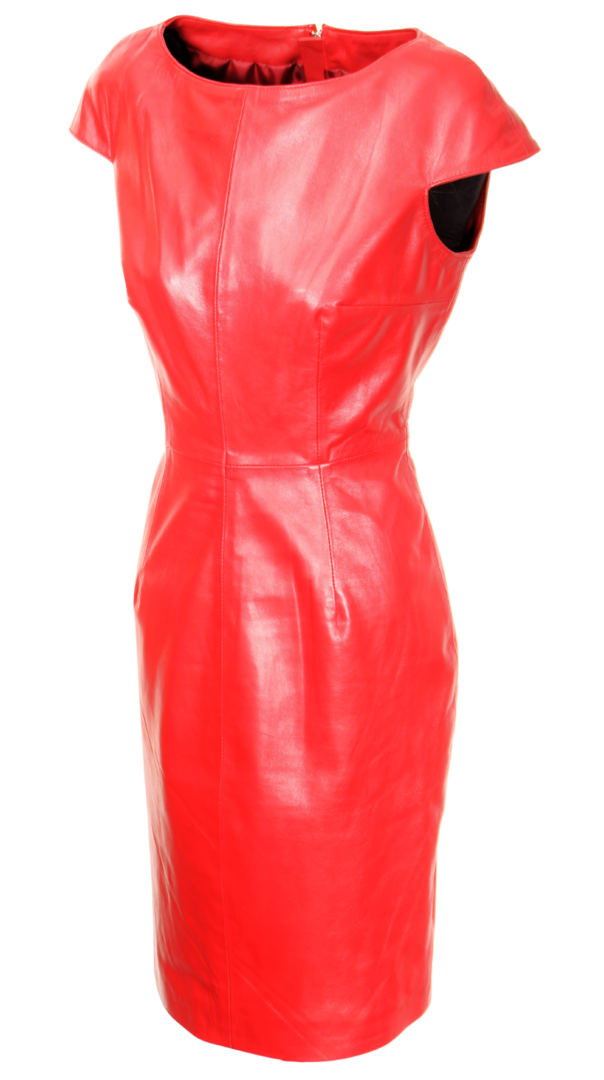 Lederkleid aus ECHT-LEDER elegant in knielang in rot