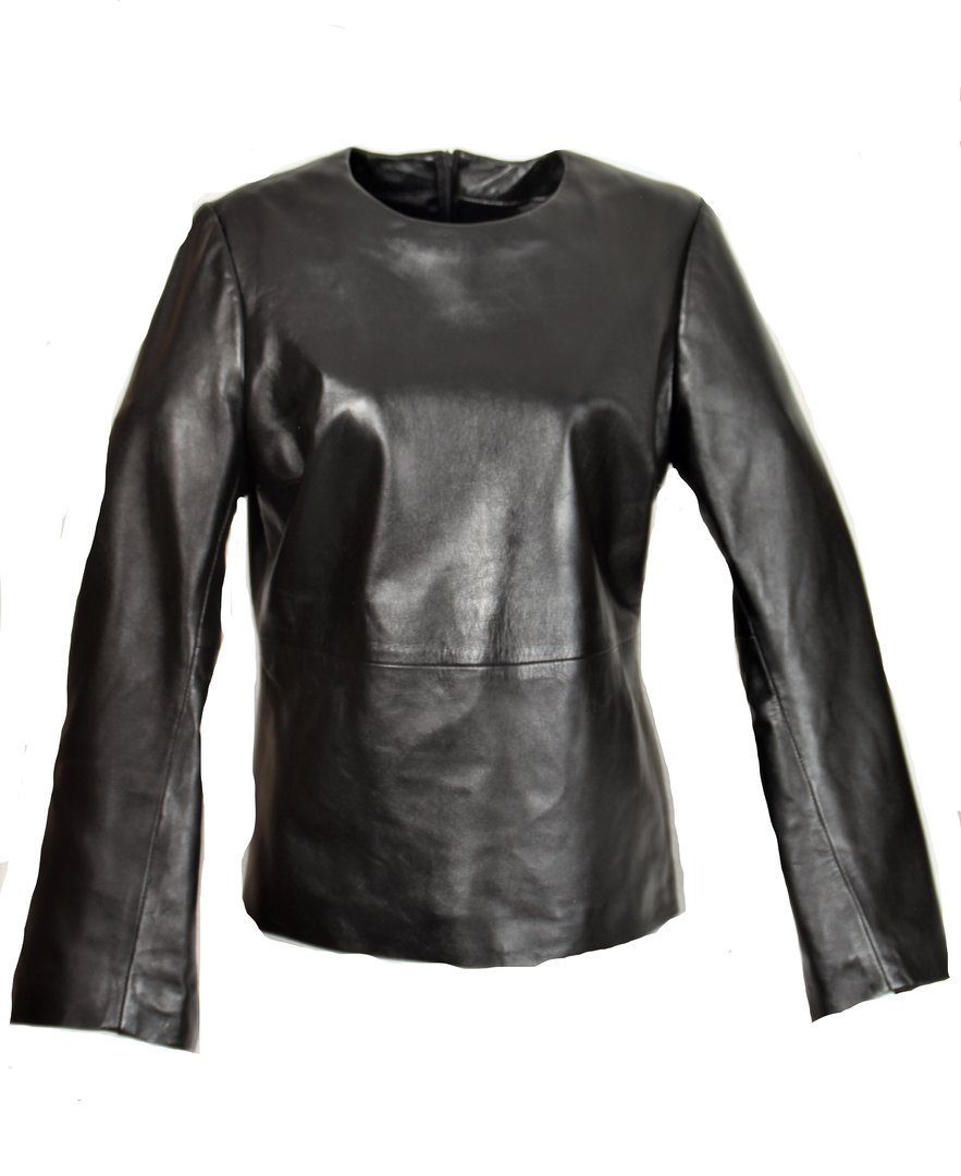 Ledershirt/ Pullover aus ECHT Lammnappa in schwarz