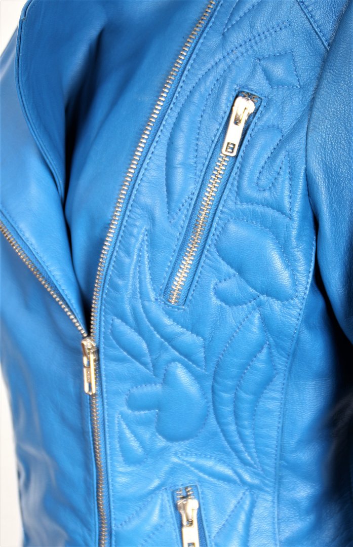 Elegante Lederjacke ECHT-LEDER Design Sylt blau
