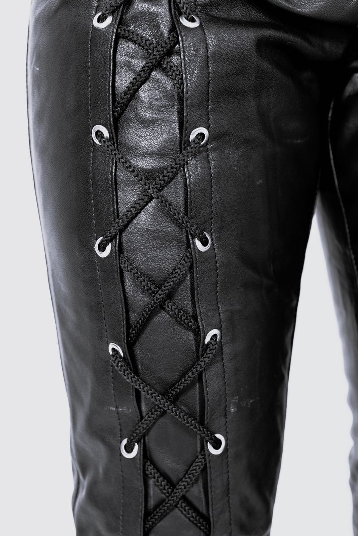 Lederhose Biker-Hose aus ECHT Leder mit Schnürung
