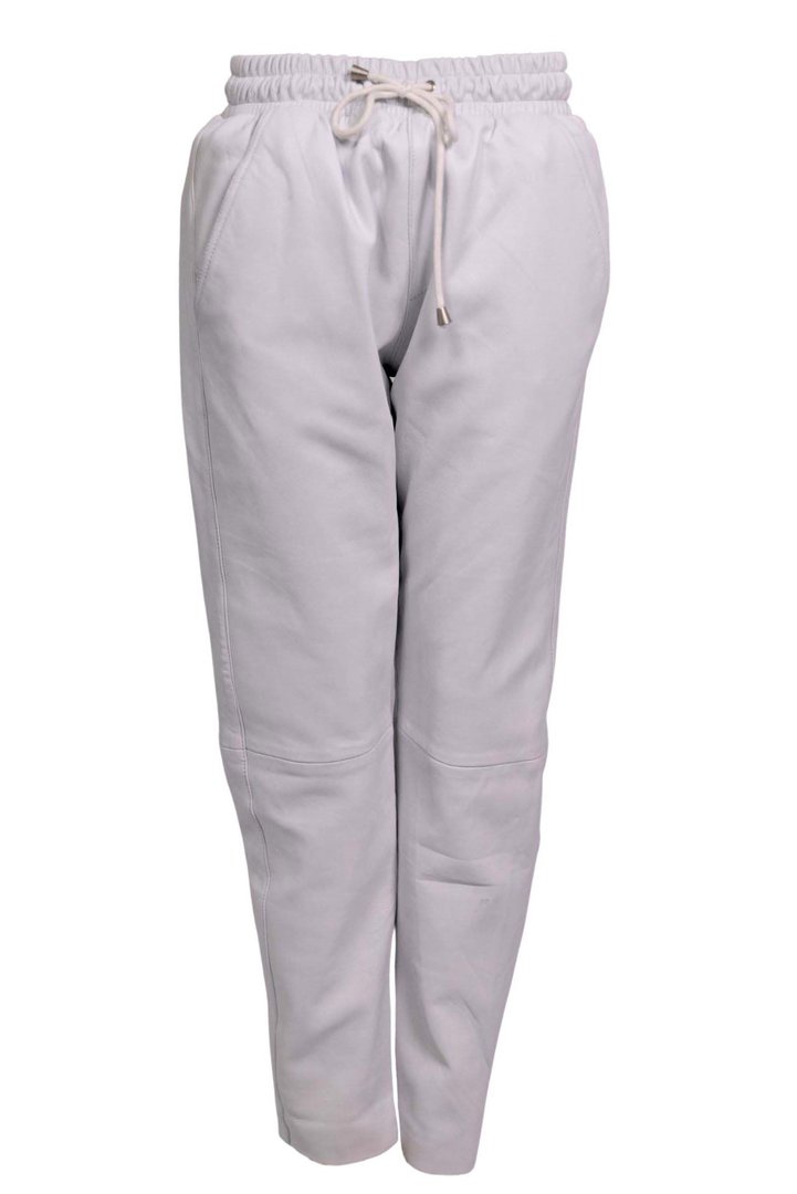 Jogging Trousers in GENUINE LEATHER for men white