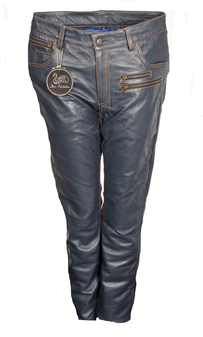 Lederhose als Designer Leder-Jeans in ECHT-Leder dunkelblau