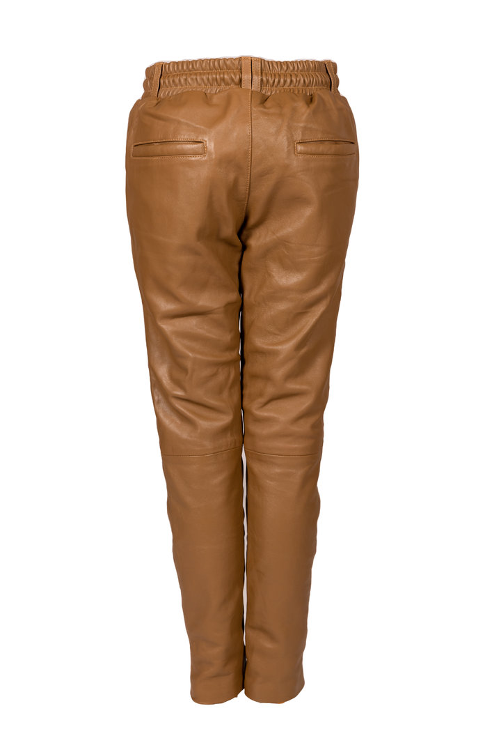 Jogging Trousers Made Of GENUINE Leather in beige