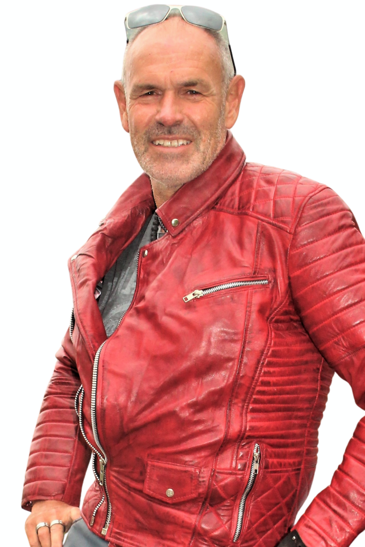 Lederjacke Biker-Jacke ECHT-Leder USED LOOK rot Männer