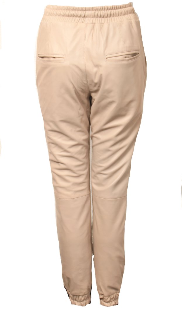 Jogging Pants in Noble Style GENUINE LEATHER sand