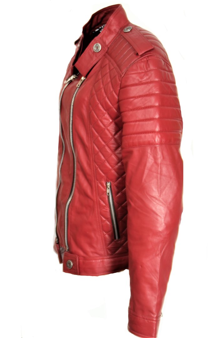 Biker Jacket Leather Jacket in dark red GENUINE LEATHER for men
