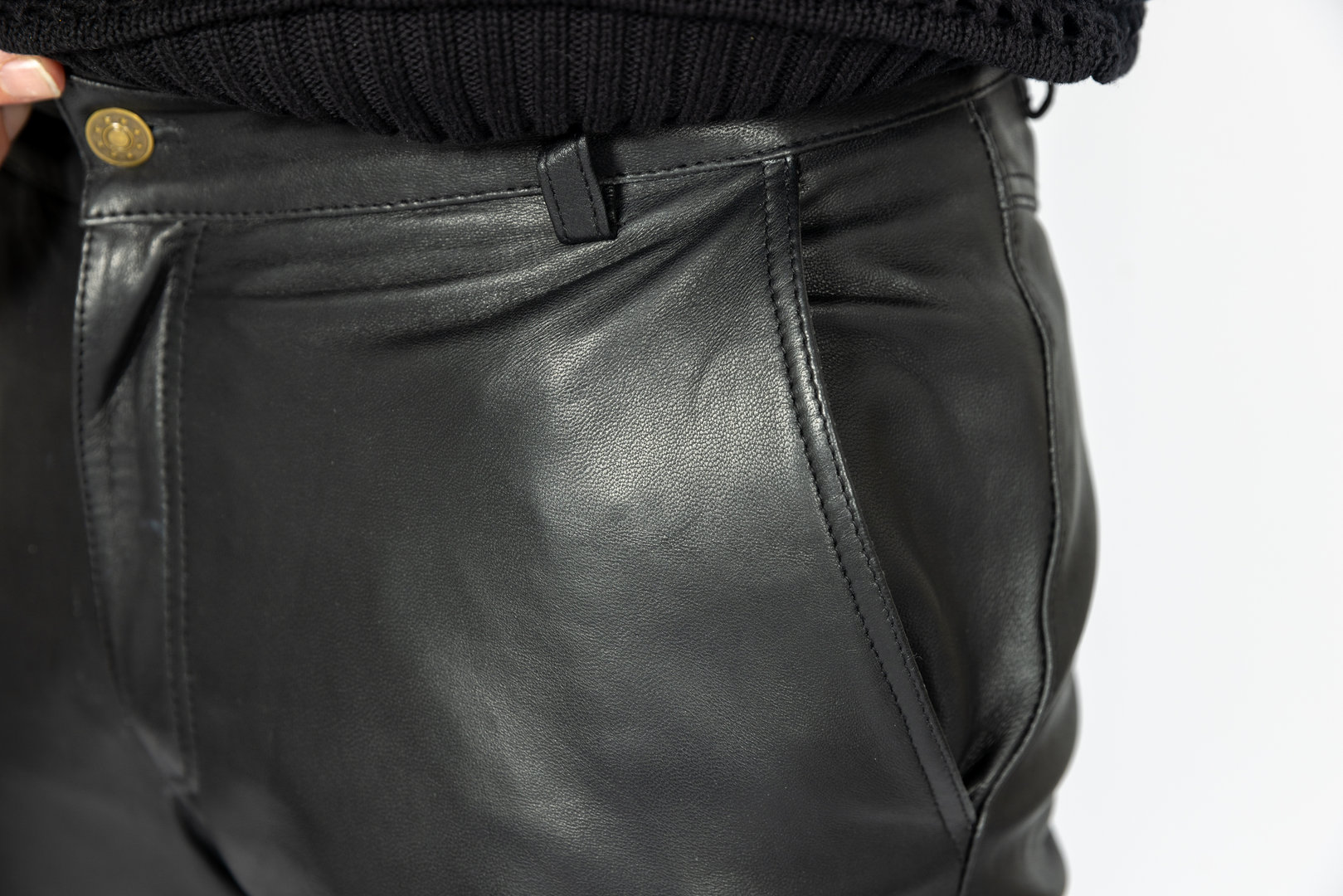 Chino broek zo nobel - echt leren broek zwart