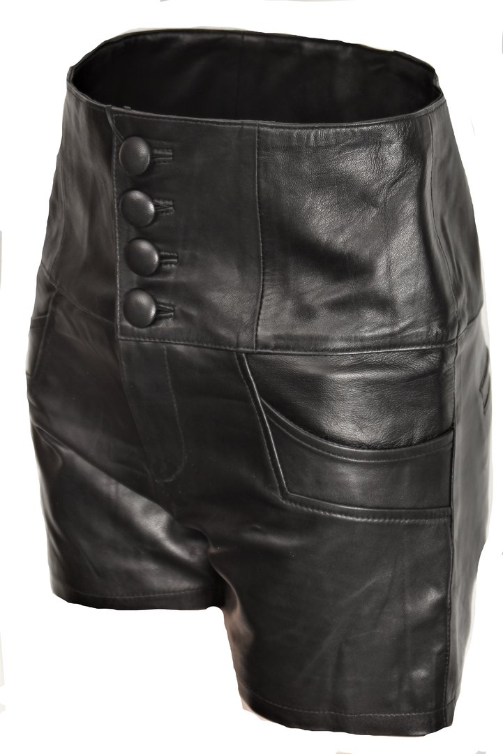 Leder-Shorts mit hoher Taille  in ECHT-LEDER Hot-Pants