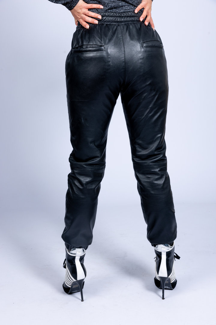 Jogging Trousers Made Of GENUINE Leather in Black