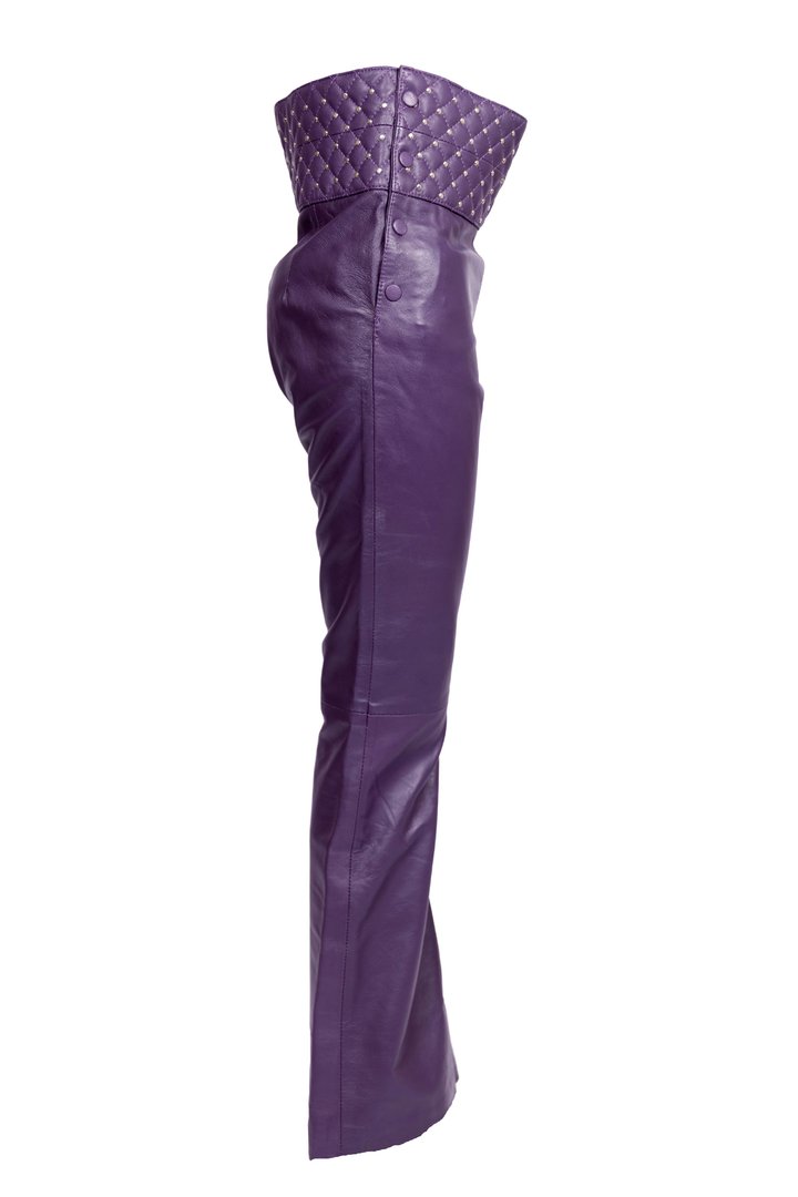 Leather Trousers in GENUINE Leather - High Waist With Rivets