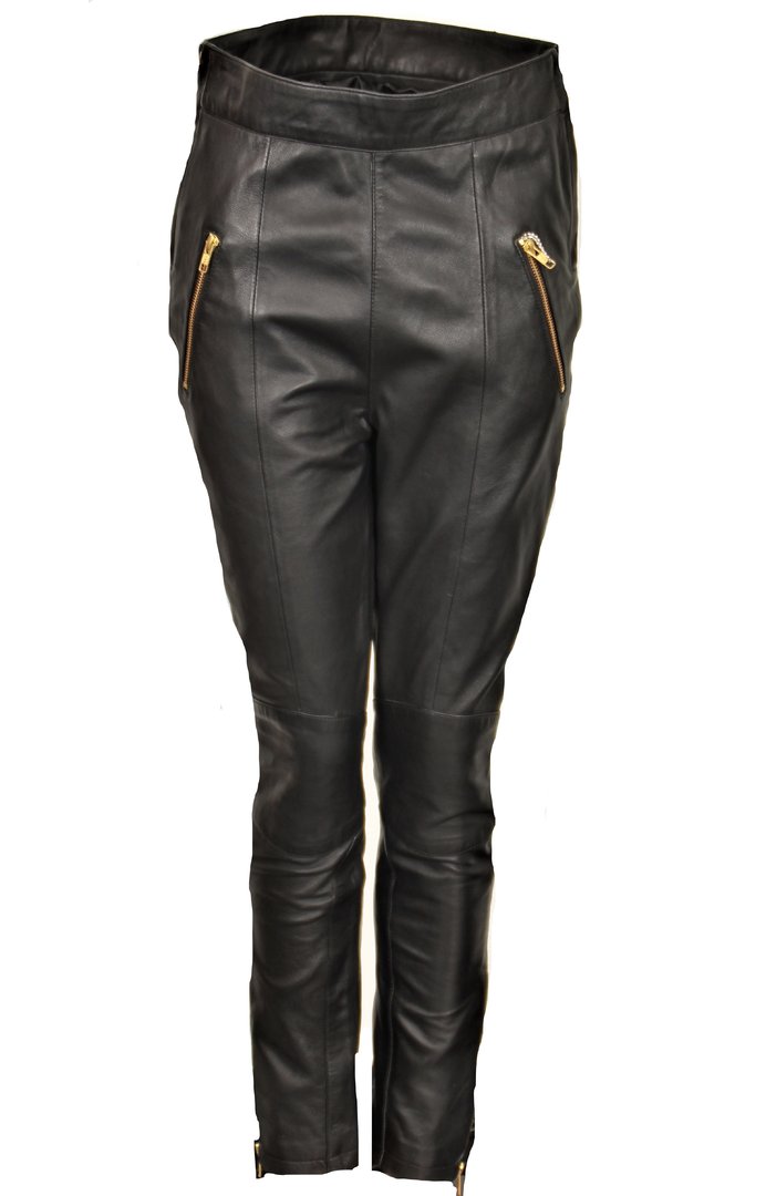 Leather Trouser in High Waist Style -Genuine Leather-