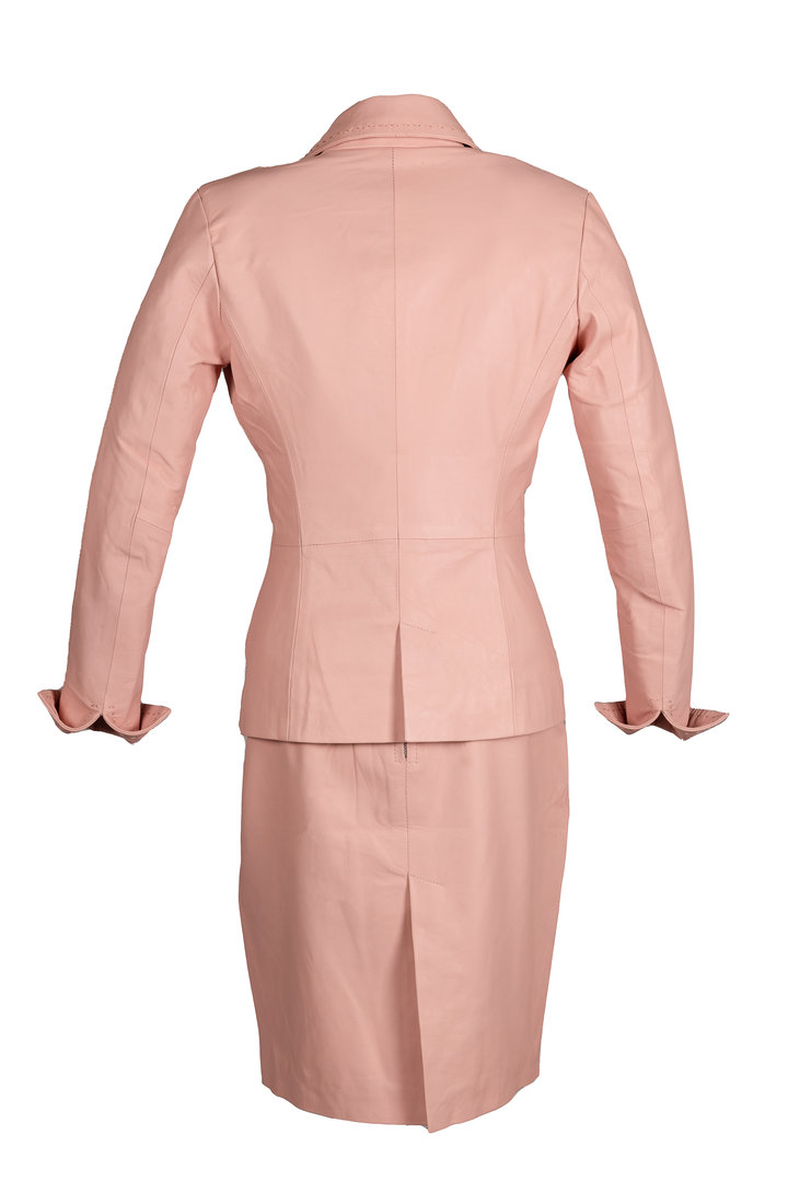 Elegant GENUINE LEATHER Dress in knee-length in pink