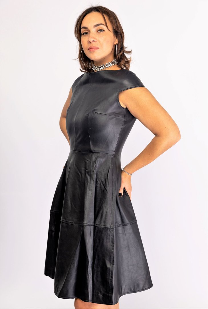 A-Style - leren jurk in ECHT leer zwart - Meran