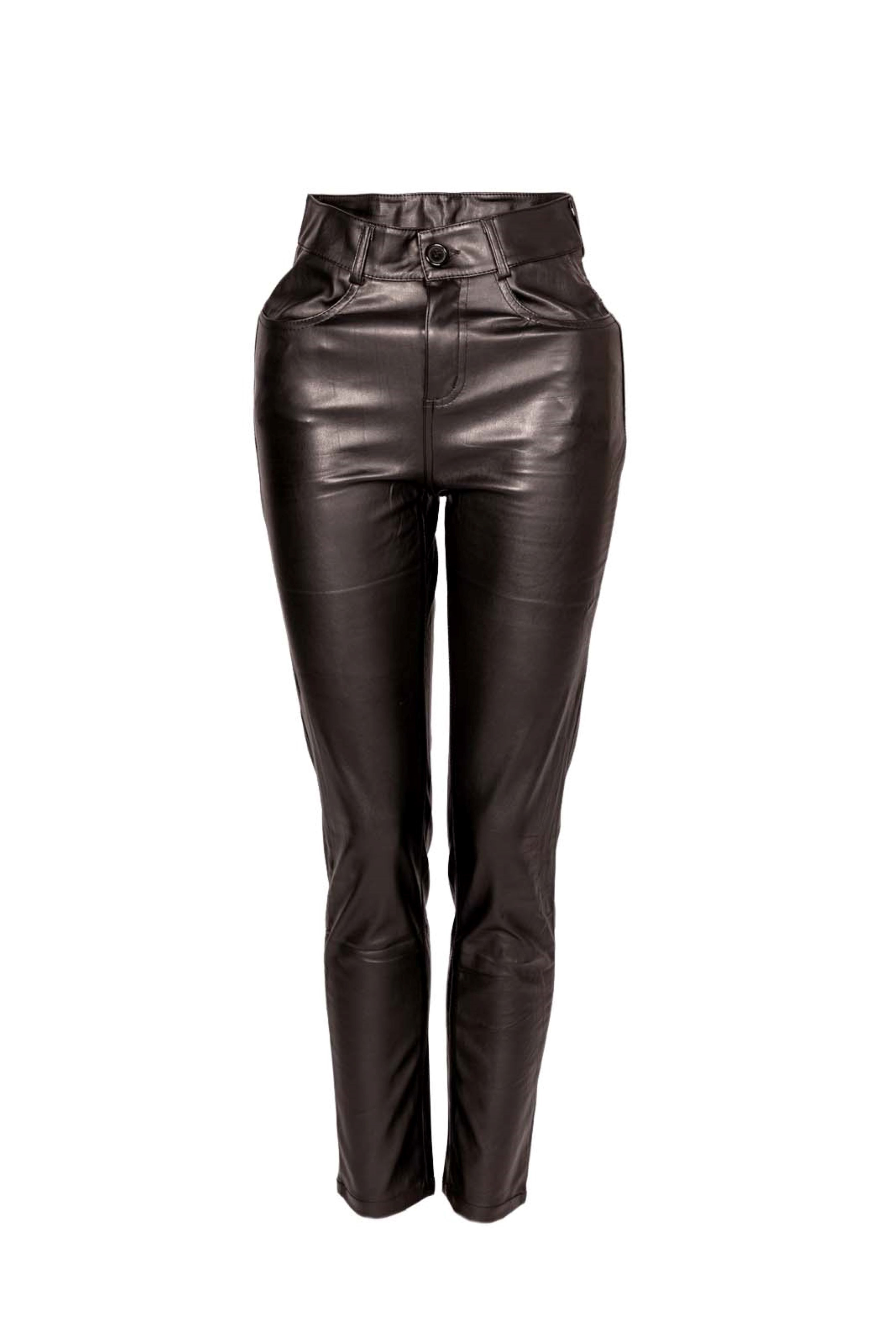 Stretch leather pants as leather leggings black