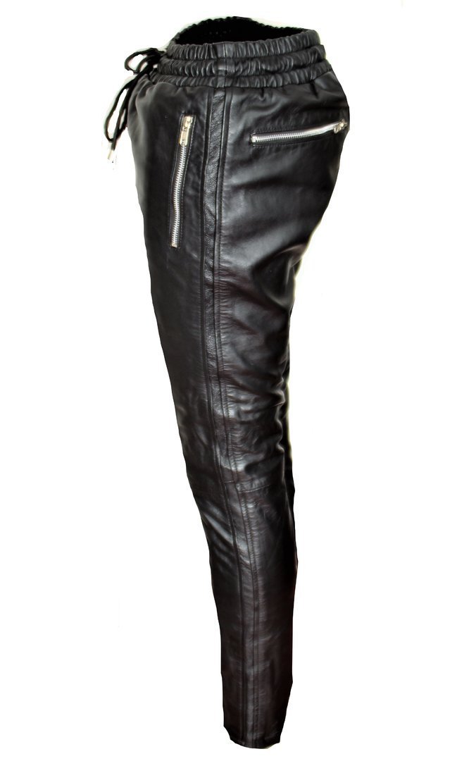 Leather pants as tight home pants in GENUINE leather for men