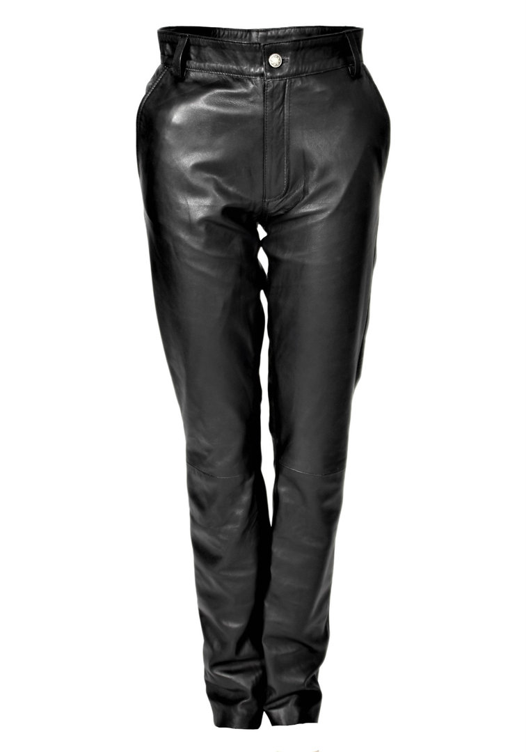 Pantalon chino aussi noble - pantalon en cuir véritable noir
