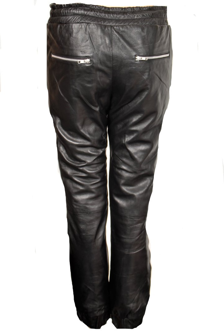 Jogging Trousers in GENUINE Leather With Side Stripes Woman